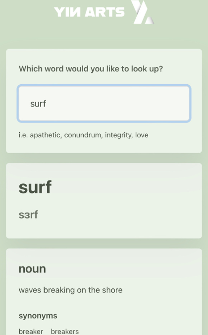 Dictionary app preview